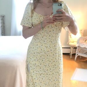 Sabo Skirt Yellow Floral Midi Dress, XS, NWT